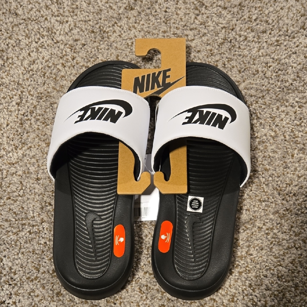 Nike Black and White Slide Sandals